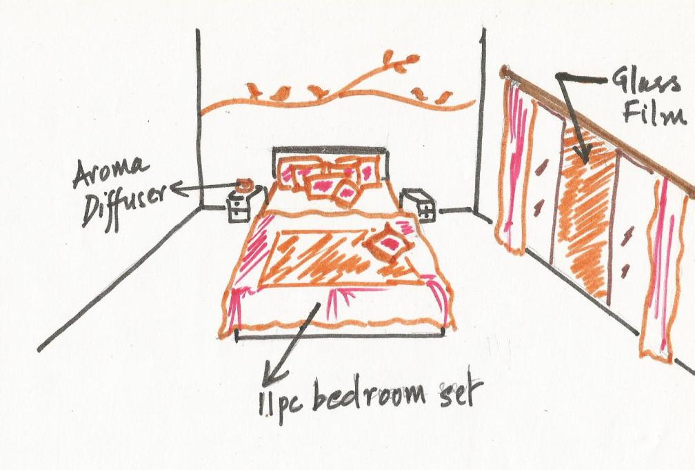 Sketch drawing of our bedroom